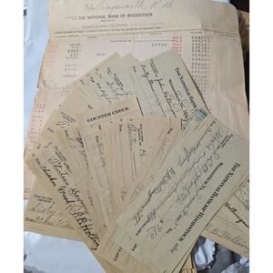 Vintage National Bank of Woodstock Checks and Statement R B Hollingsworth